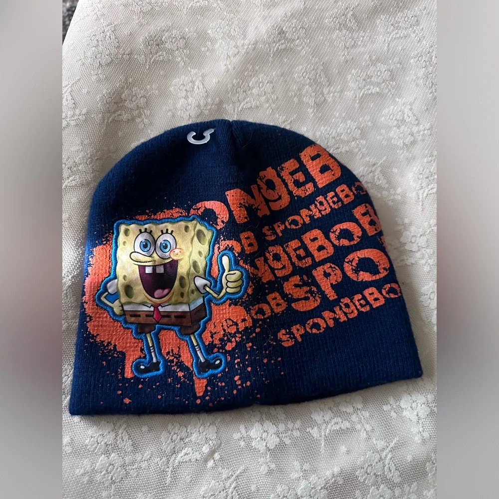 Nickelodeon Dark Blue Sponge Bob Knit Hat Youth Size
